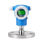Front view of flange mount pressure transmitter with digital display