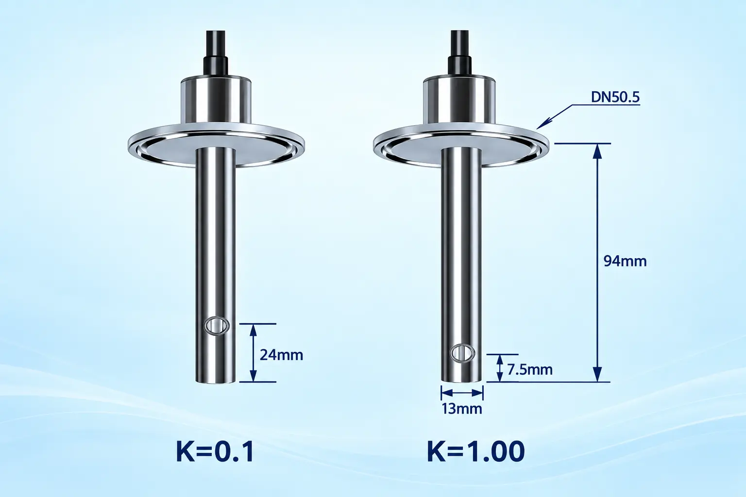 ACS125 conductivity sensor with 50.5 mm clamp connection and K=0.1 or K=1.0 cell constant options